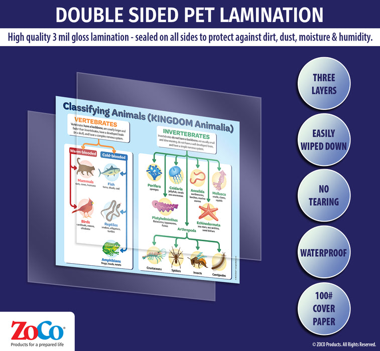 All posters are manufactured with double sided 3 mil thick encapsulated lamination - ZoCo Products