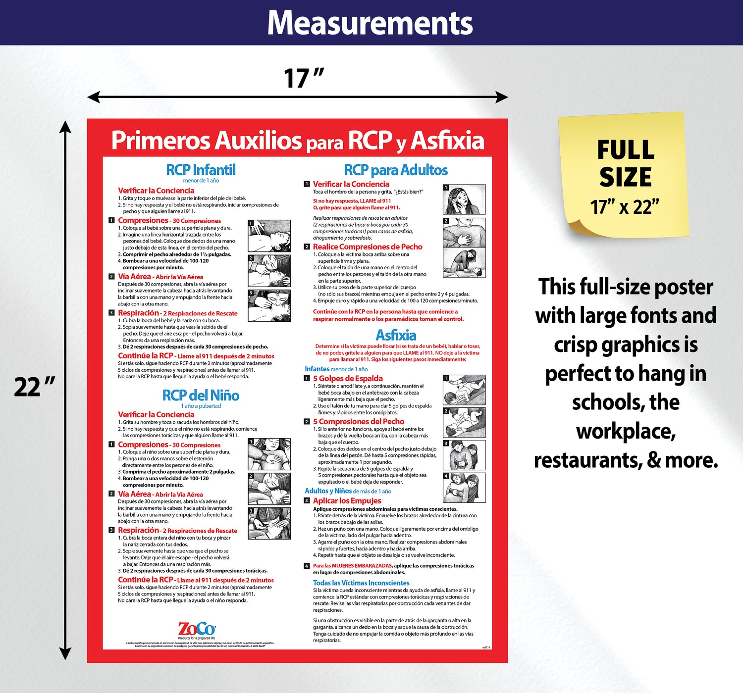 Choking First Aid Poster Spanish Version — ZoCo Products