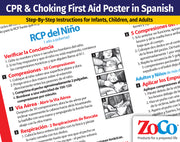 CPR & Choking First Aid (Spanish) — Infant, Child & Adult — Laminated Poster
