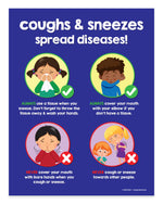 Cover Your Coughs and Sneezes laminated kids hygiene poster