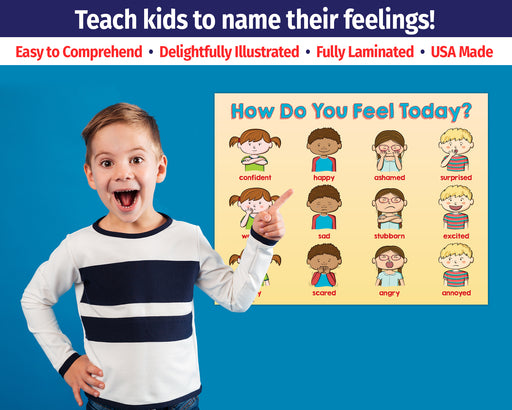 Kids Feelings / Emotions Poster - 17"x22" - Laminated