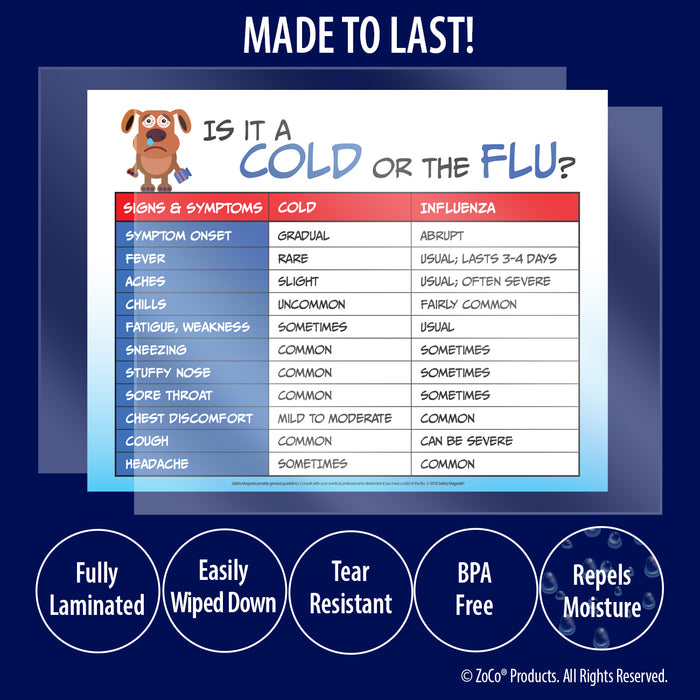 Flu vs Cold Poster - Flu Poster - Health Office Decorations - Health Posters for School Nurse Office