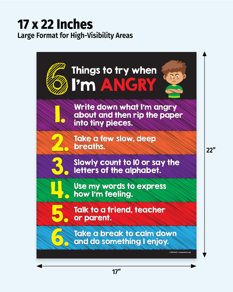 Kids Anger Management / SEL Behavior Chart — Laminated Poster — 17 × 22