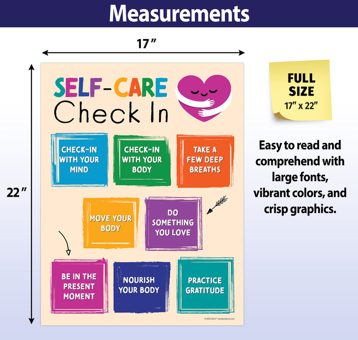 Self-Care Check In Poster - 17"x22" - Laminated