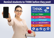Think Before You Post - Social Media, Cyber Bullying Prevention Poster