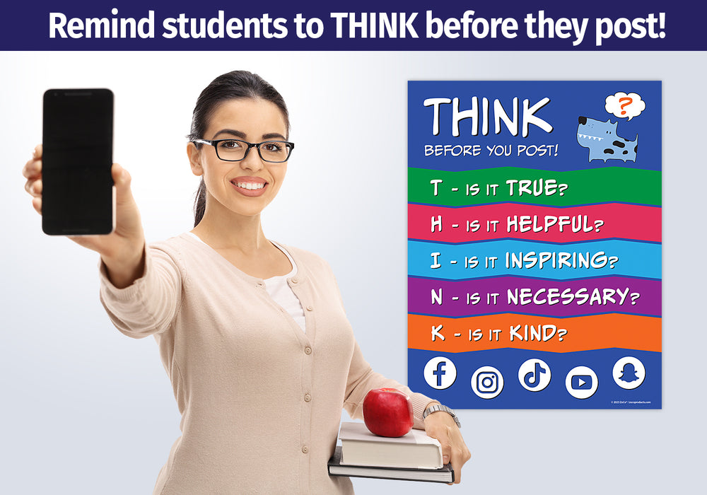 Think Before You Post - Social Media, Cyber Bullying Prevention Poster ...