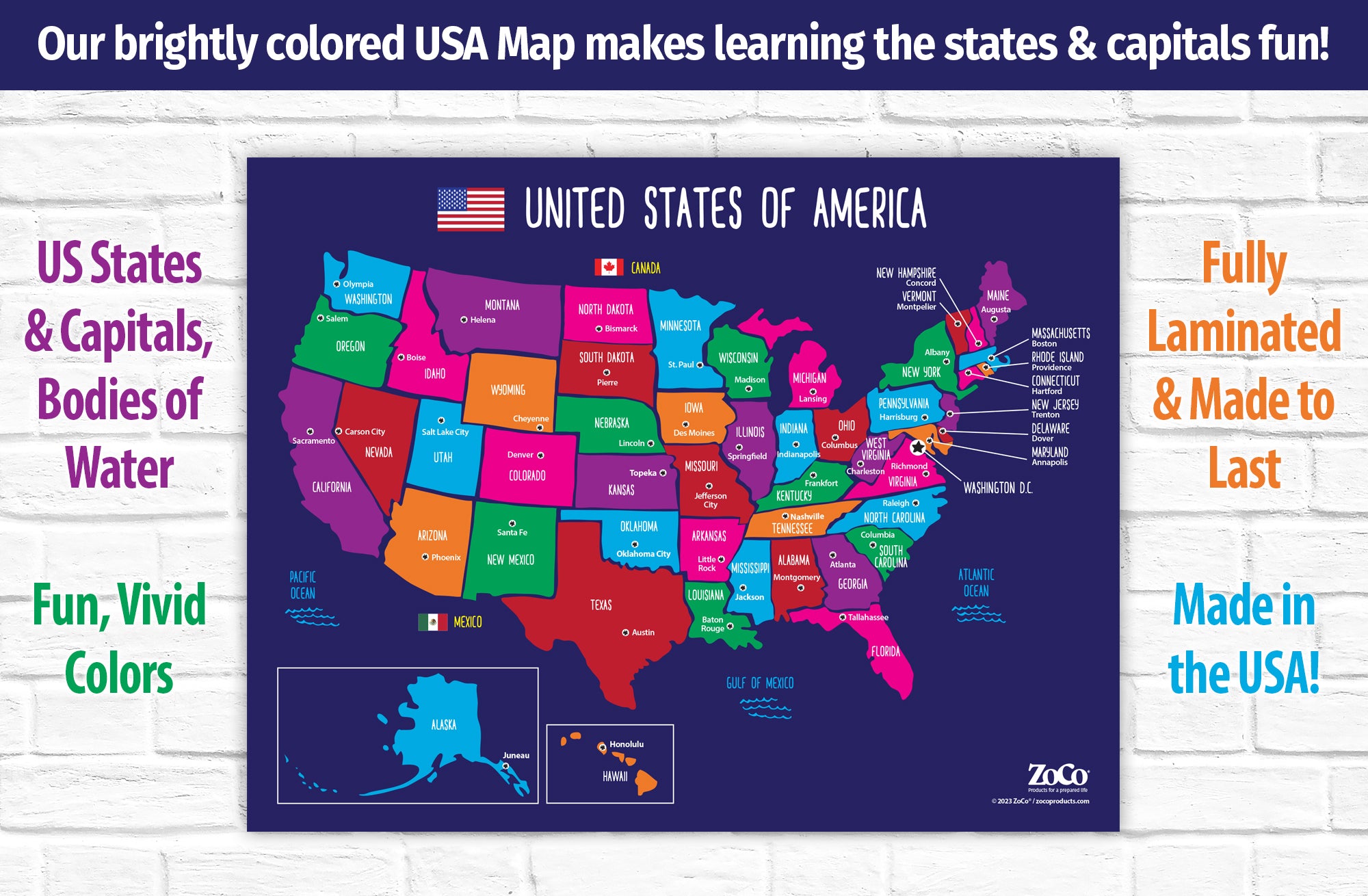 USA Map with State Capitals Poster - 17