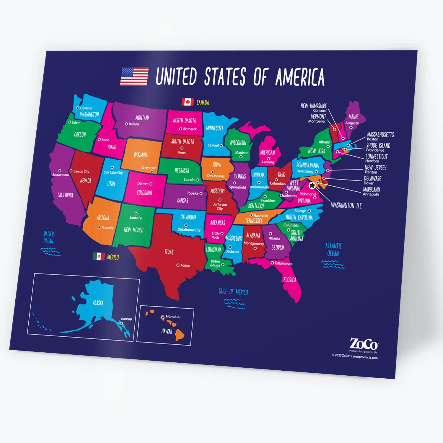 USA Map with State Capitals Poster - 17