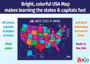 USA Map with State Capitals — Laminated Poster — 17 × 22