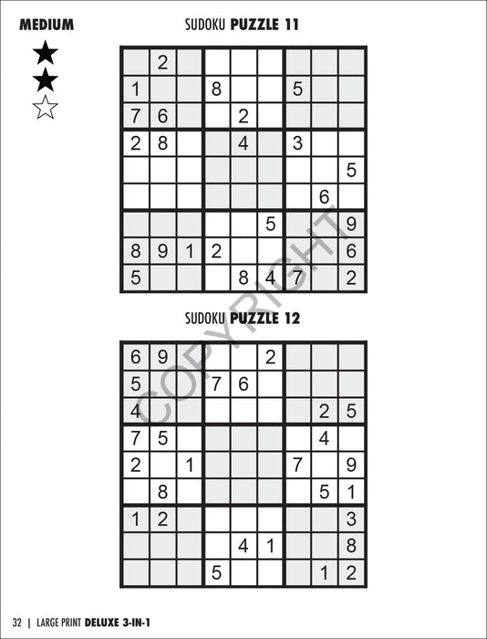 ZoCo - Deluxe Large Print 3-in-1 (Word Search, Crossword, & Sudoku) Puzzle Books (Vol. 1)