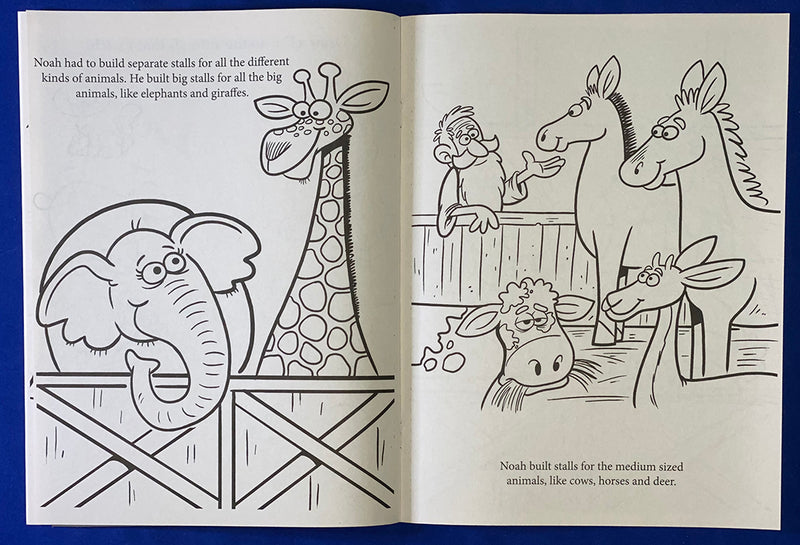 Inside pages of Noah’s Ark kids coloring and activity book