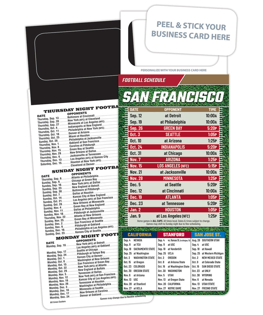 SAN FRANCISCO 2022 Sports Schedule Promotional Magnets — ZoCo Products