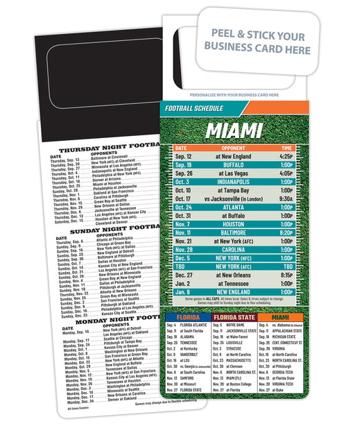 2023 Pro Football Sports Schedule Magnets (MIAMI) - 100 Count - Your Business Card Sticks on Top