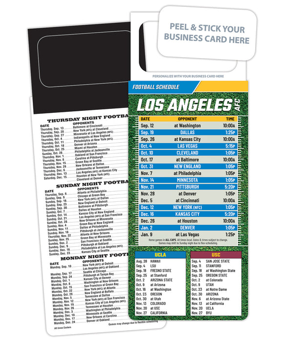 2023 Pro Football Sports Schedule Magnets (LOS ANGELES - AFC) - 100 Count - Your Business Card Sticks on Top