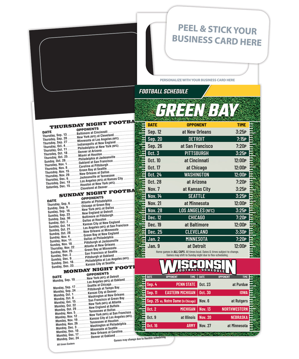 Custom Green Bay Packers Football Schedule Magnets, Free Samples