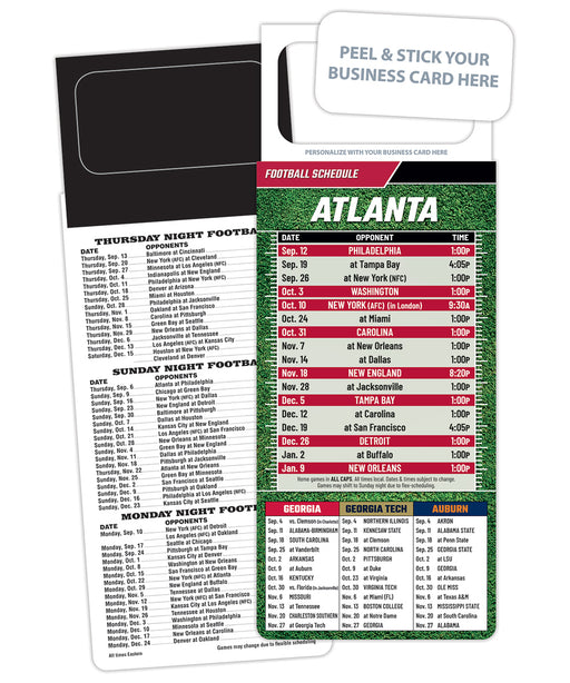 2023 Pro Football Sports Schedule Magnets (ATLANTA) - 100 Count - Your Business Card Sticks on Top