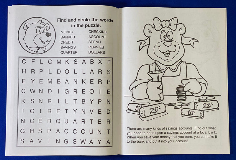 Financial literacy coloring book for kids and bank outreach