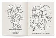 Kids asthma coloring book inside pages about symptoms, triggers, and staying active