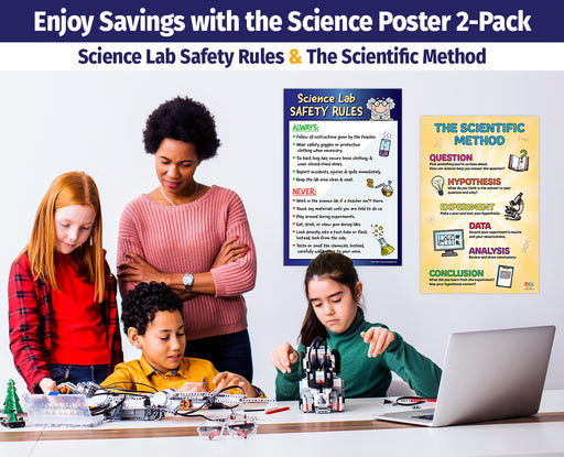 2 Poster Pack: (1) Science Lab Safety Rules & (1) Scientific Method Poster by ZoCo Products