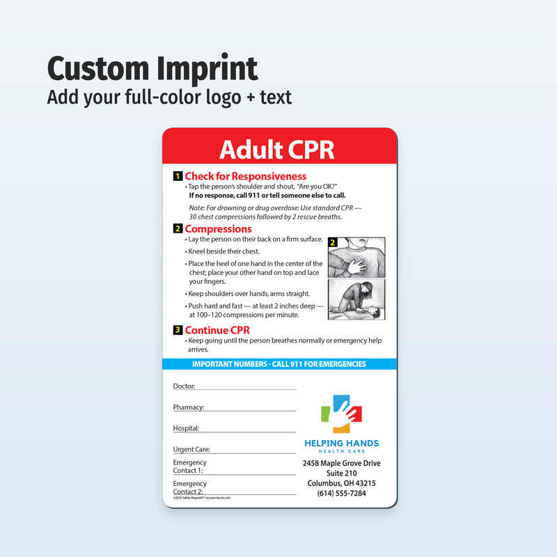 CPR Magnet with text and images on a white background