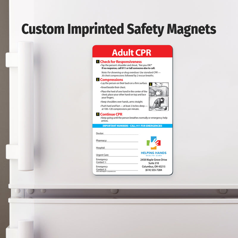 Custom CPR fridge magents - add your logo and text by Safety Magnets