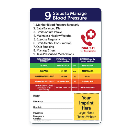 Managing Blood Pressure - Custom Mini Quick Reference Cards w/ Magnet & Marker 
