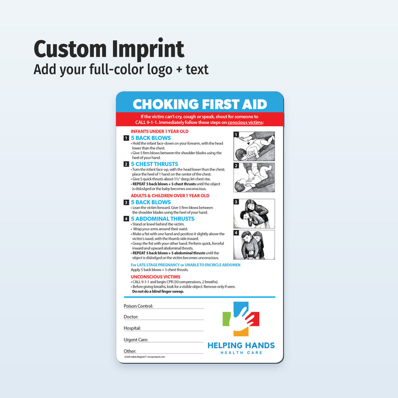 Choking First Aid - Mini Quick Reference Cards w/ Magnet & Marker 