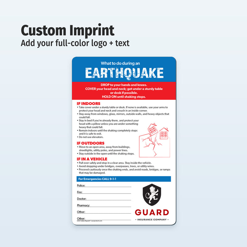 Earthquake safety information card 