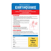 Custom Safety Magnet on earthquake procedures with a blue border and red warning section.