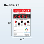 F.A.S.T. stroke awareness poster with dimensions on a light gray background