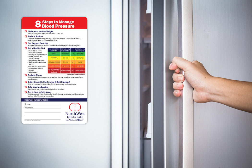 Managing Blood Pressure Laminated Card w/ Magnet & Marker - 5.25x8.5 (Min Qty 100) - FREE Customization