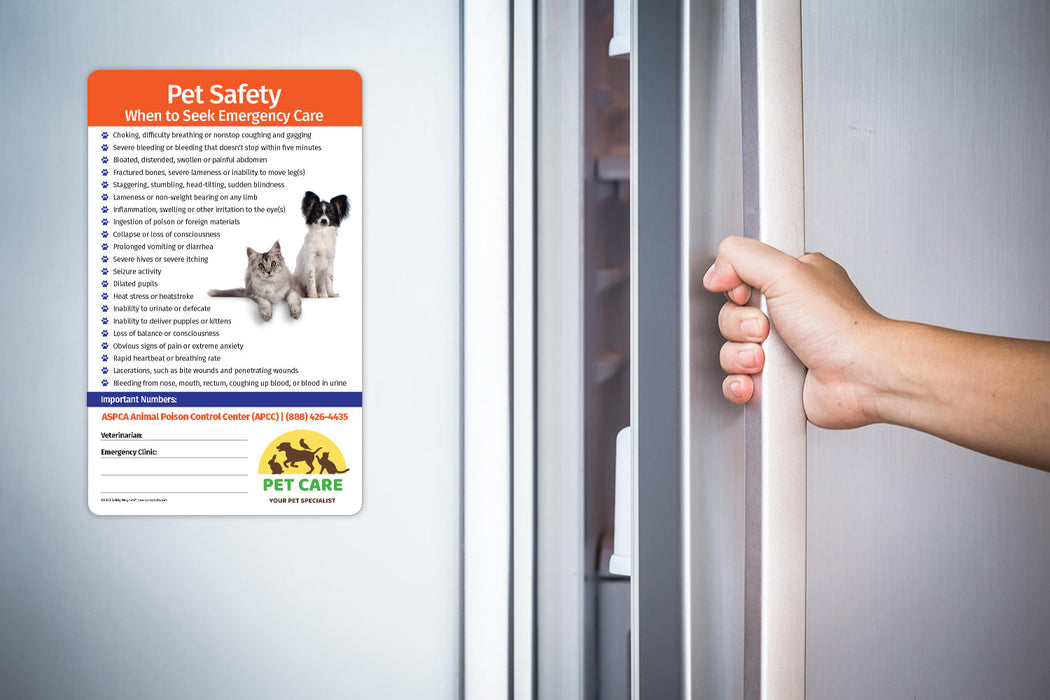 Pet Emergencies Laminated Card w/ Magnet & Marker - 5.25x8.5 (Min Qty 100) - FREE Customization