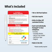 Custom fridge magnet about heart attack and stroke warning signs with customizable fields