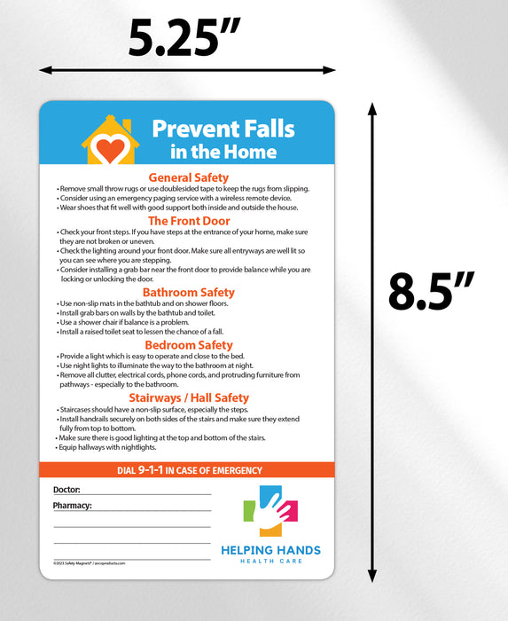 How to Prevent Falls in the Home - Laminated Card w/ Magnet & Marker - 5.25x8.5 (Min Qty 100) by Safety Magnets