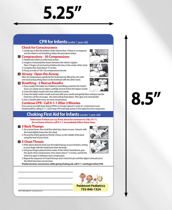 Infant CPR Laminated Card w/ Magnet & Marker - 5.25x8.5 (Min Qty 100) - FREE Customization