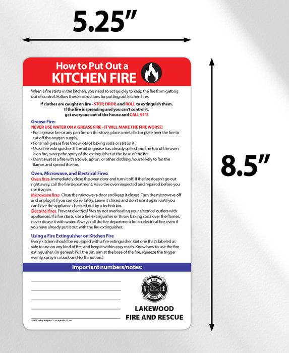 How to Put Out a Kitchen Fire - Magnet w/ Marker - 5.25x8.5 (Min Qty 100) - FREE Customization