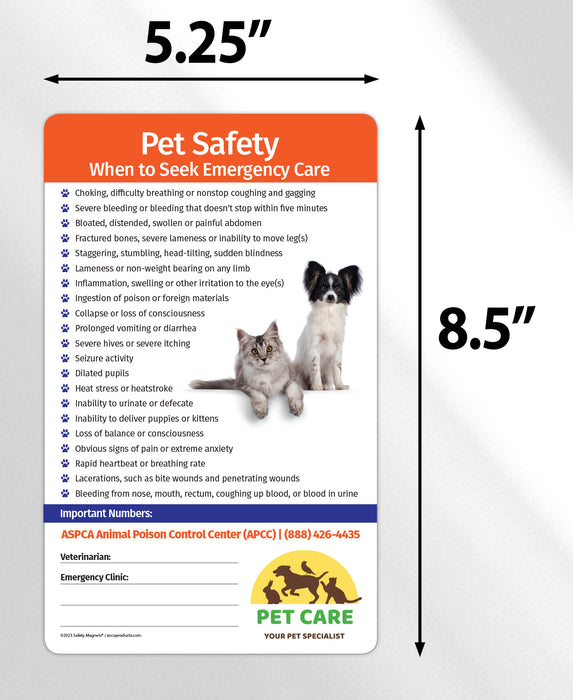 Pet Emergencies Laminated Card w/ Magnet & Marker - 5.25x8.5 (Min Qty 100) - FREE Customization