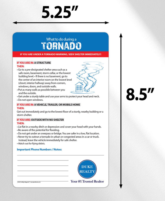 Tornado Safety - Magnet w/ Marker - 5.25x8.5 (Min Qty 100) - FREE Customization