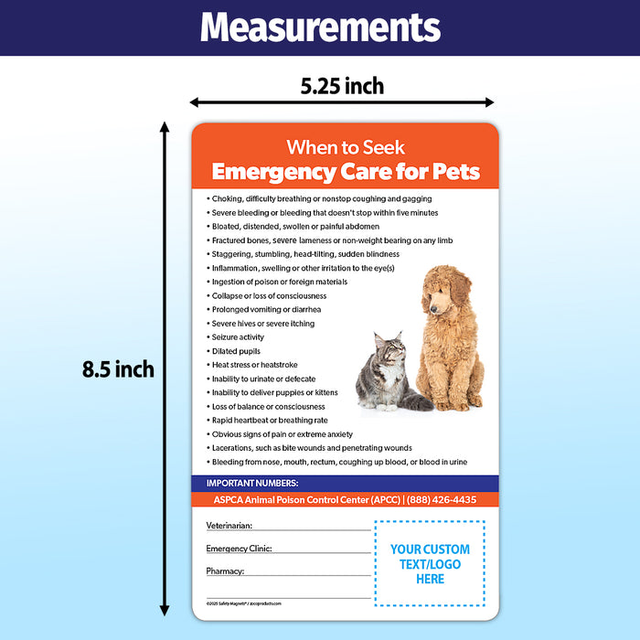 ZoCo - Pet Emergencies Laminated Card w/ Magnet & Marker - Custom Safety Magnets