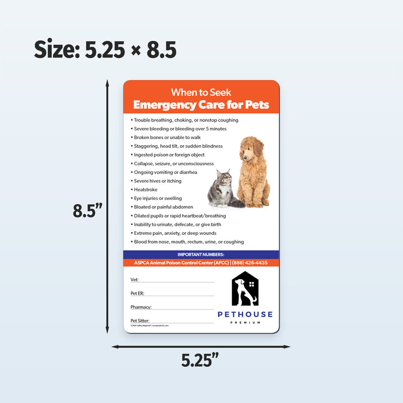 Custom fridge magnet about when to seek emergency care for pets 