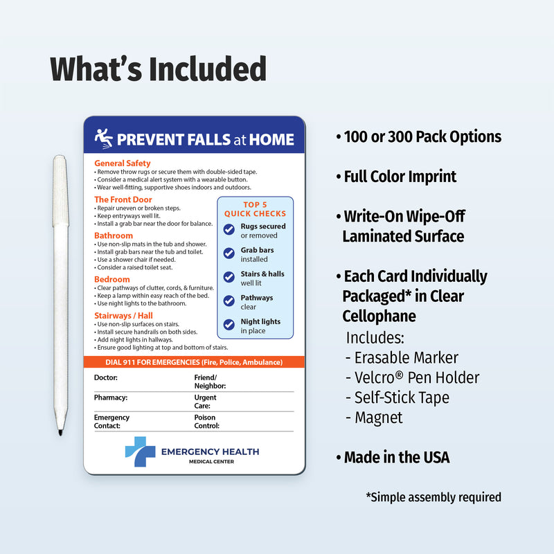 How to Prevent Falls in the Home - Mini Quick Reference Cards w/ Magnet & Marker