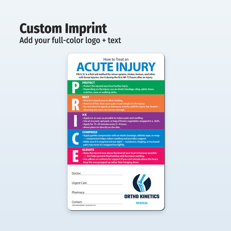 Custom fridge magnet on treating acute injuries