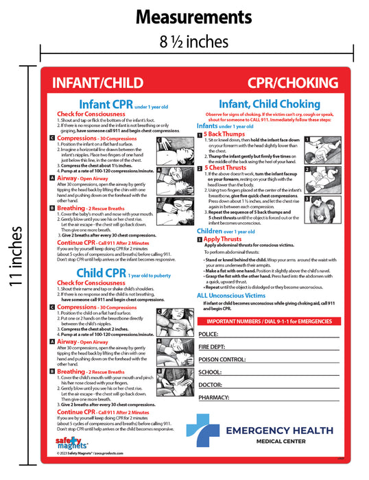CPR & Choking for Infants & Children - Quick Reference Card by Safety Magnets