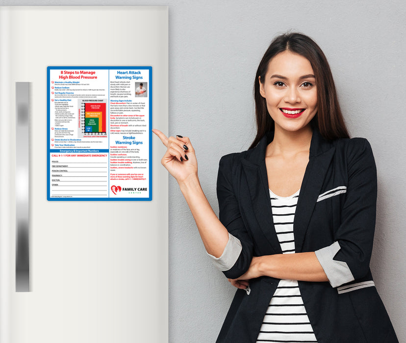 Blood Pressure, Heart Attack & Stroke Warning Signs  - Quick Reference Cards - (Min.Qty 100)