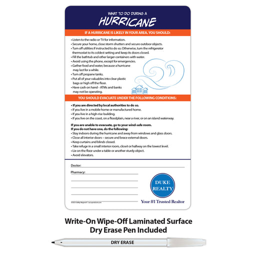 Hurricane Safety - Magnet w/ Marker - 5.25x8.5 (Min Qty 100) - FREE Customization