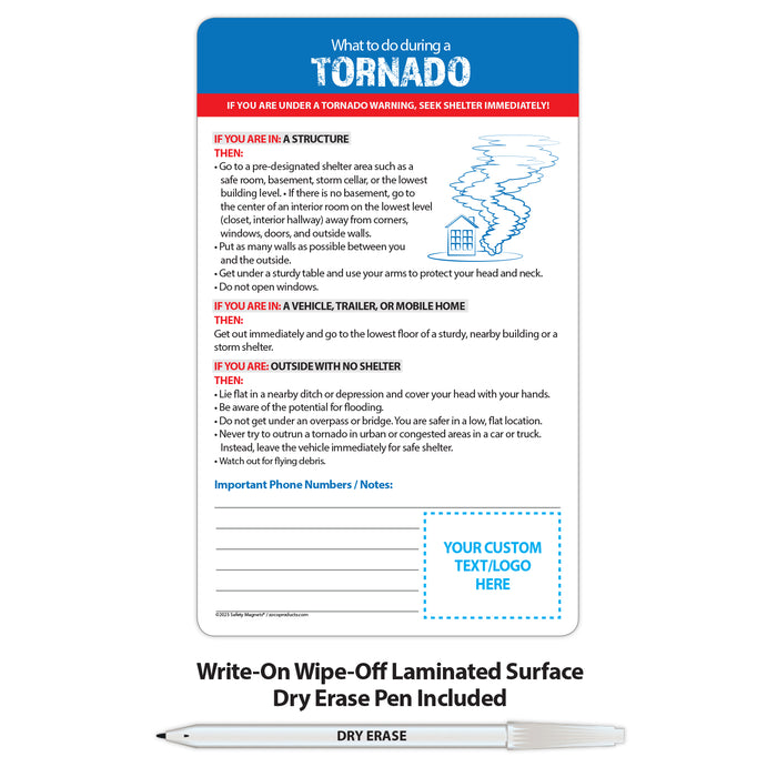Tornado Safety - Magnet w/ Marker - 5.25x8.5 (Min Qty 100) - FREE Customization
