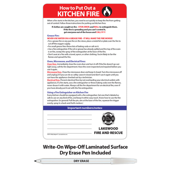 Copy of How to Put Out a Kitchen Fire - Magnet w/ Marker - 5.25x8.5 (Min Qty 100) - FREE Customization