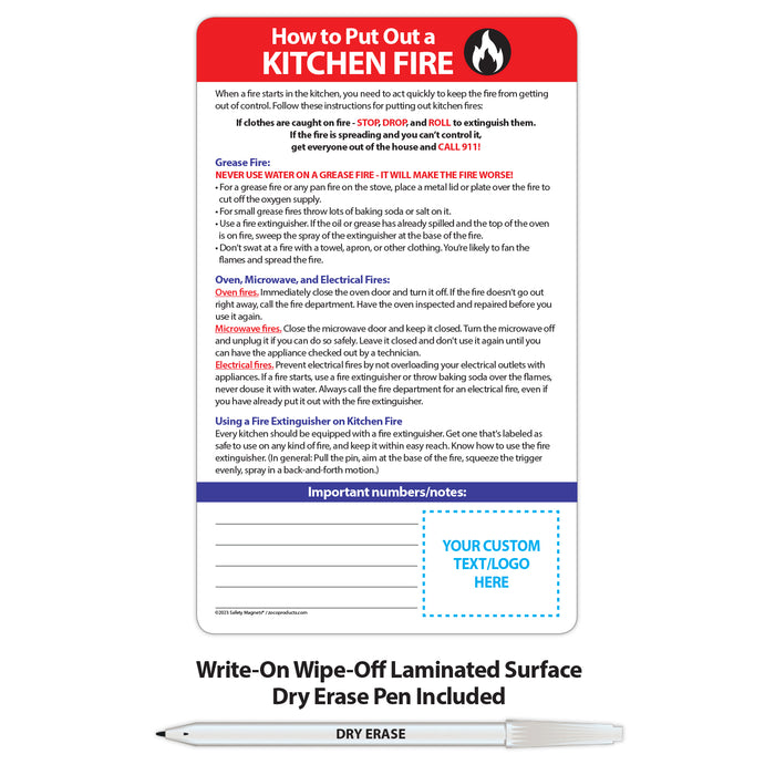 Copy of How to Put Out a Kitchen Fire - Magnet w/ Marker - 5.25x8.5 (Min Qty 100) - FREE Customization