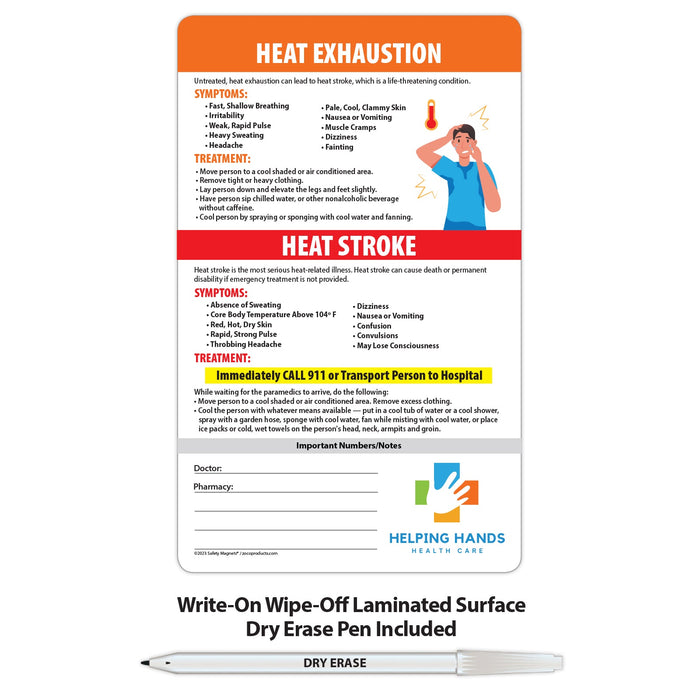 Heat Stress - Laminated Card w/ Magnet & Marker - 5.25x8.5 (Min Qty 100)