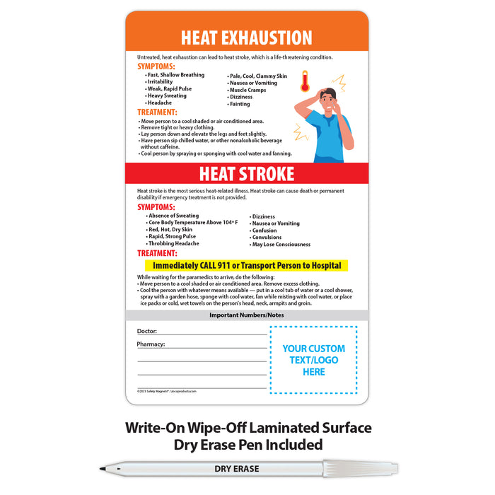 Heat Stress - Laminated Card w/ Magnet & Marker - 5.25x8.5 (Min Qty 100)